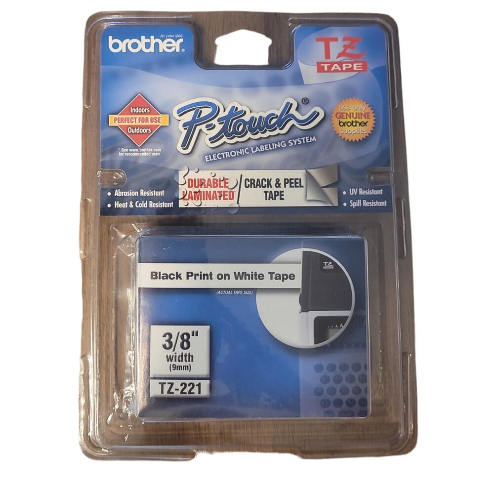 Genuine Brother P-Touch TZ-221 9mm Black on White Label Tape – NEW